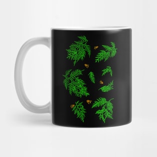 Coniferous Cedar Leaf Pattern (black) Mug